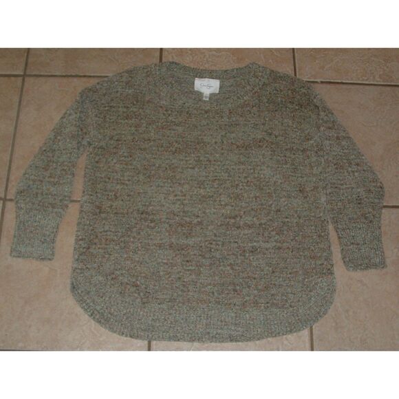 JESSICA SIMPSON Speckled Green Sz Large Soft Stretchy Crew Neck Chenille Sweater - Picture 1 of 2